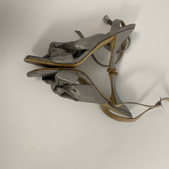 STUART WEITZMAN PLAYA SILVER ANKLE STRAP HIGH HEEL SANDAL - Picture 8 of 10